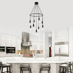 Black Metal Ring Chandelier with Clear Glass Globes Modern Pendant - product image 9 | Zenvolit