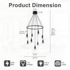 Black Metal Ring Chandelier with Clear Glass Globes Modern Pendant - product image 12 | Zenvolit