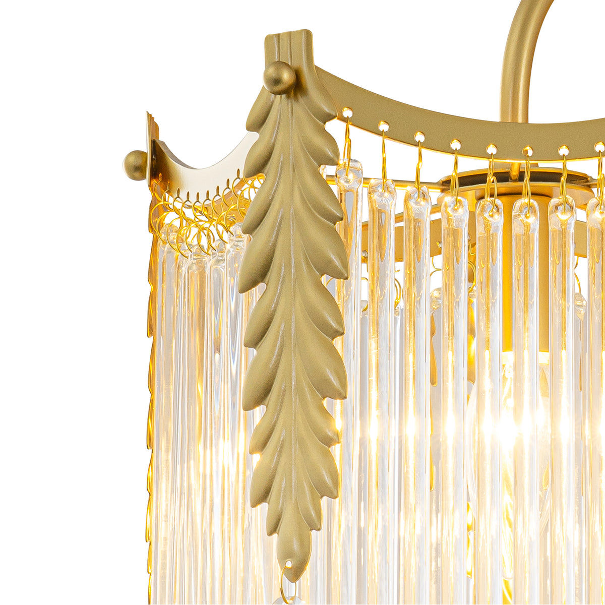 Crystal Wall Sconce Leaf Accents Clear Glass Rod Hanging Crystal Balls - product image 5 | Zenvolit