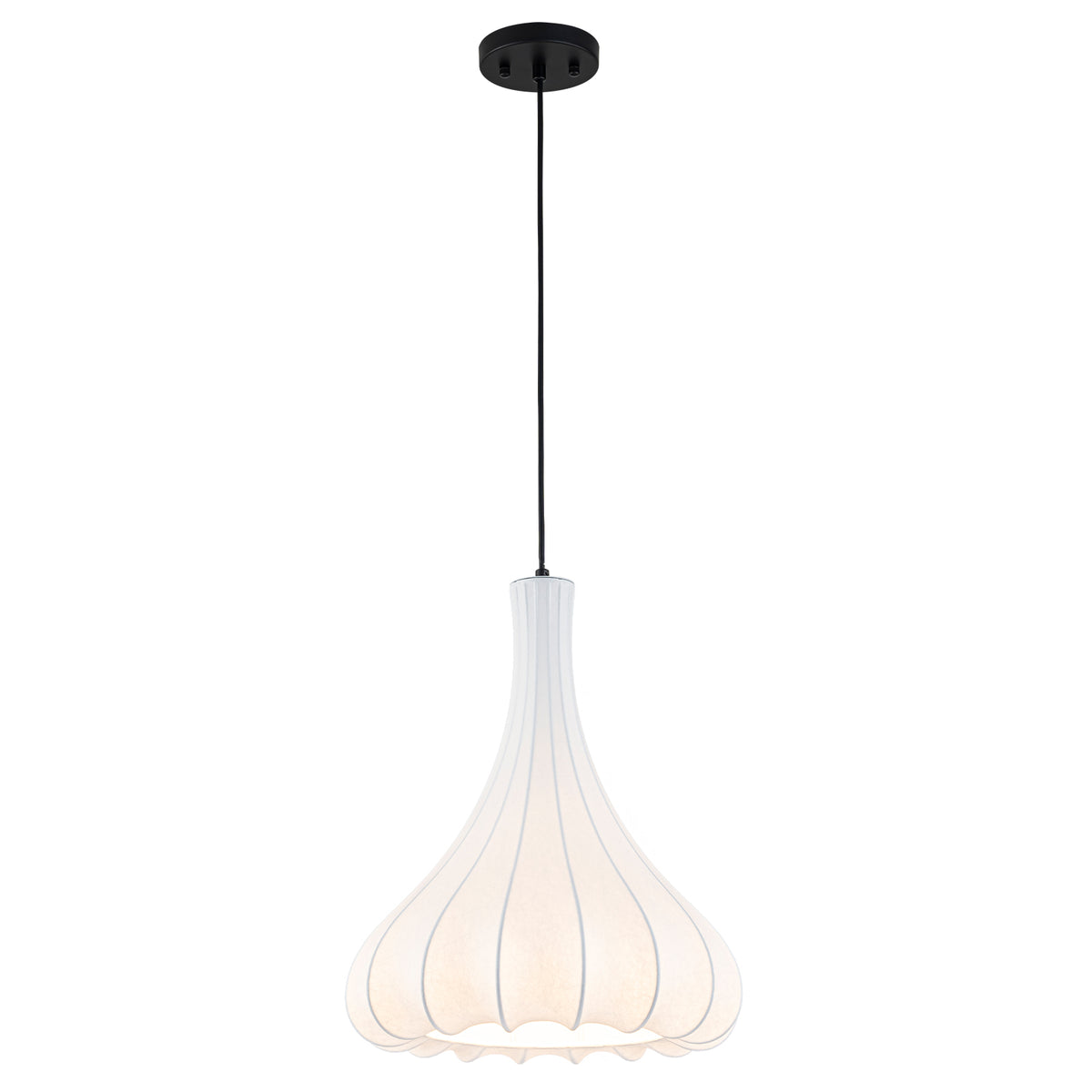 White Fluted Bell Fabric Pendant Light for Bedroom & Living Room - product image 14 | Zenvolit