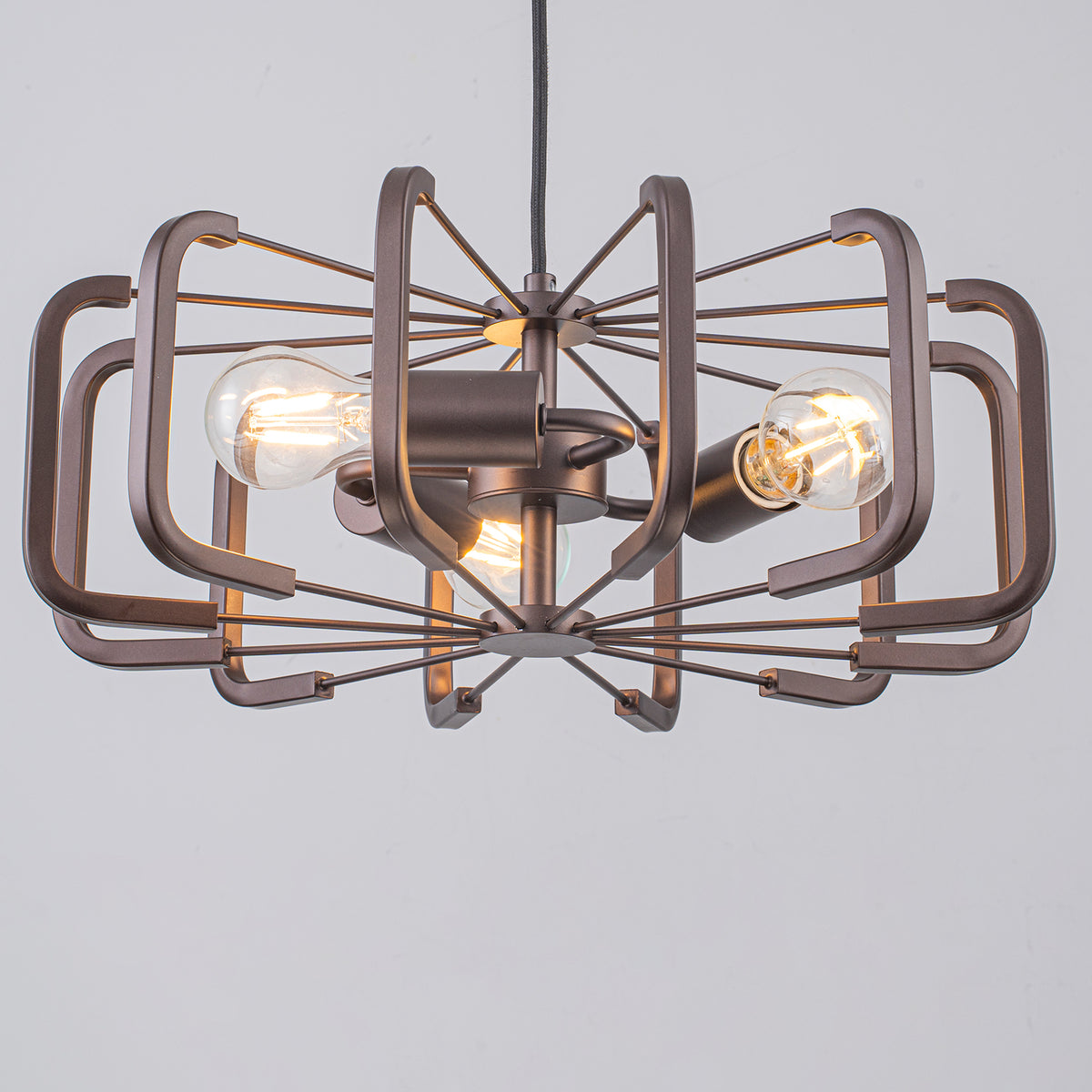 3 Light Oil Rubbed Bronze Geometric Cage Pendant Light Kitchen Island