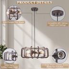 3 Light Oil Rubbed Bronze Geometric Cage Pendant Light Kitchen Island