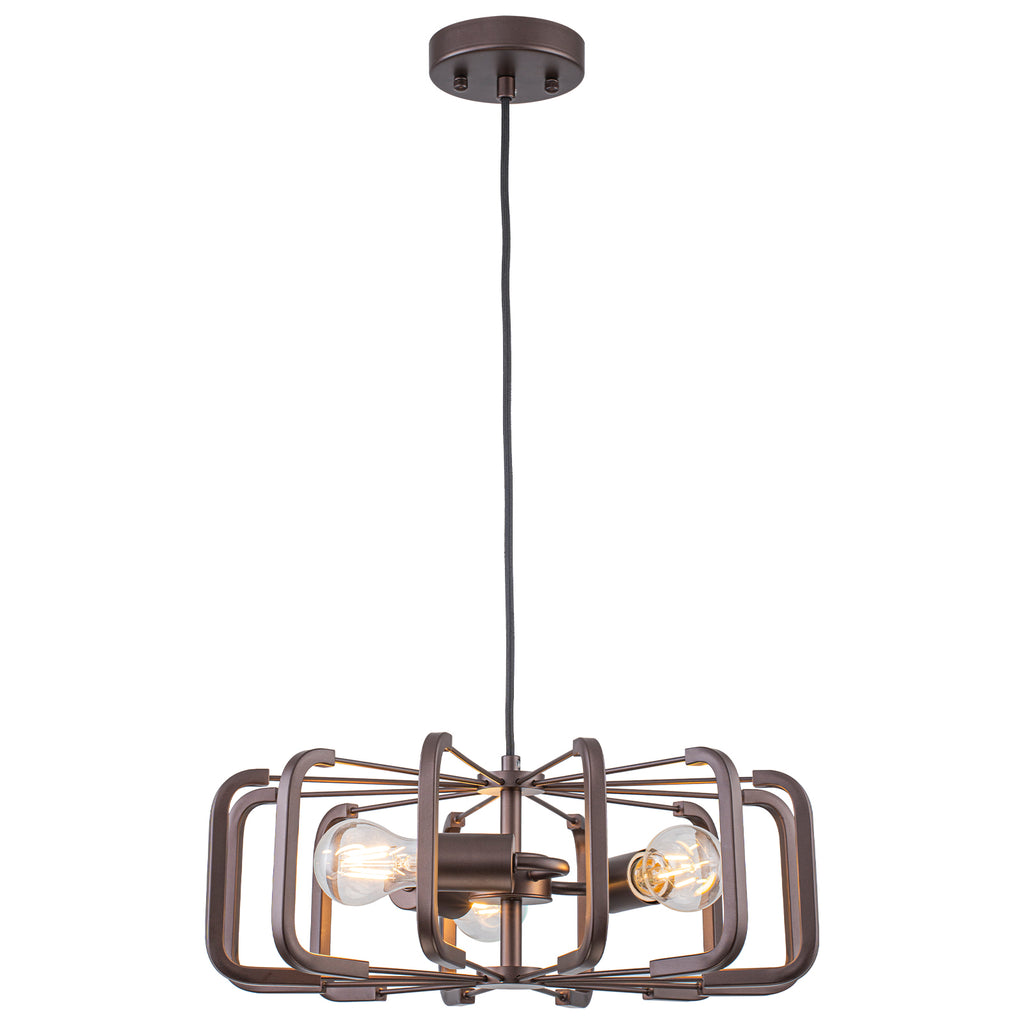 3 Light Oil Rubbed Bronze Geometric Cage Pendant Light Kitchen Island