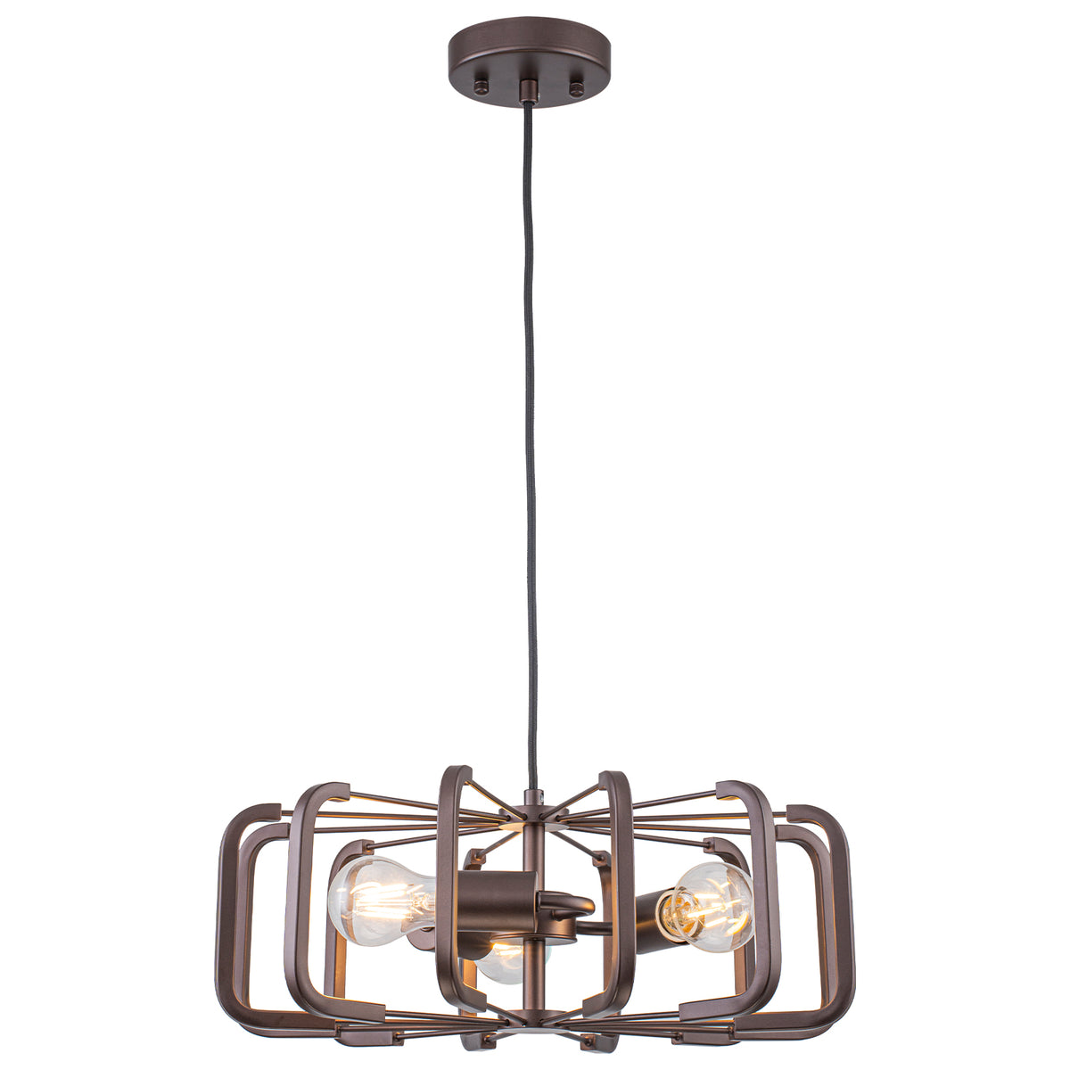 3 Light Oil Rubbed Bronze Geometric Cage Pendant Light Kitchen Island