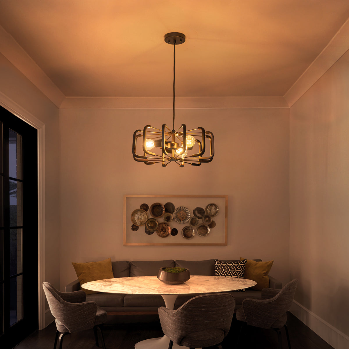 3 Light Oil Rubbed Bronze Geometric Cage Pendant Light Kitchen Island
