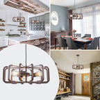 3 Light Oil Rubbed Bronze Geometric Cage Pendant Light Kitchen Island