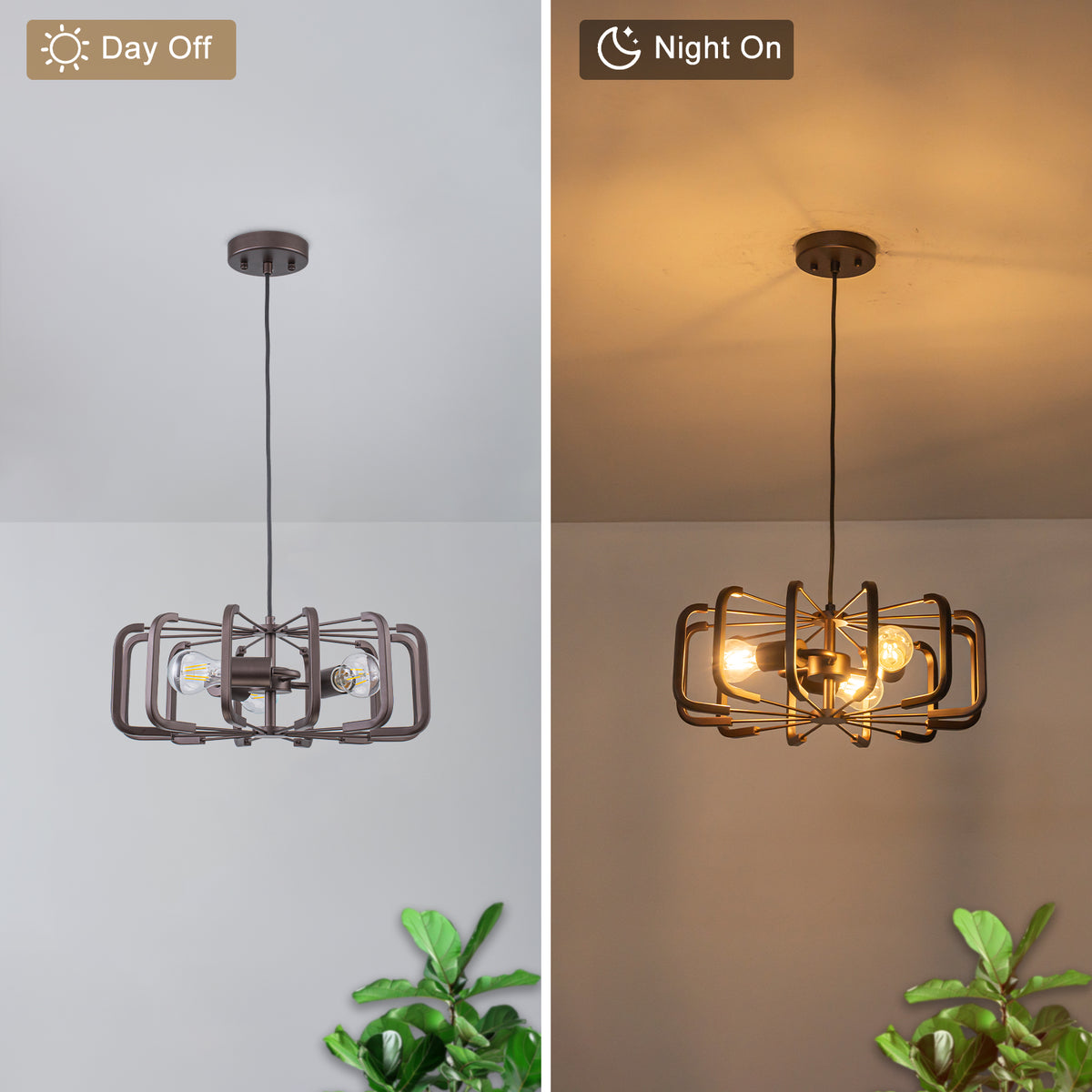 3 Light Oil Rubbed Bronze Geometric Cage Pendant Light Kitchen Island