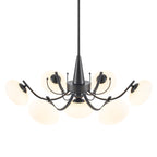 Black 7-Light Chandelier Opal Glass Globes Modern Semi-Flush Pendant - product image 3 | Zenvolit