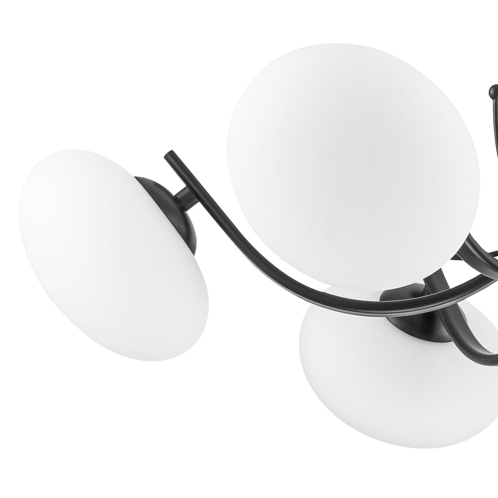 Black 7-Light Chandelier Opal Glass Globes Modern Semi-Flush Pendant - product image 5 | Zenvolit