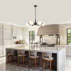 Black 7-Light Chandelier Opal Glass Globes Modern Semi-Flush Pendant - product image 8 | Zenvolit