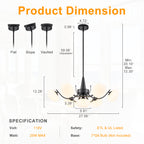 Black 7-Light Chandelier Opal Glass Globes Modern Semi-Flush Pendant - product image 11 | Zenvolit