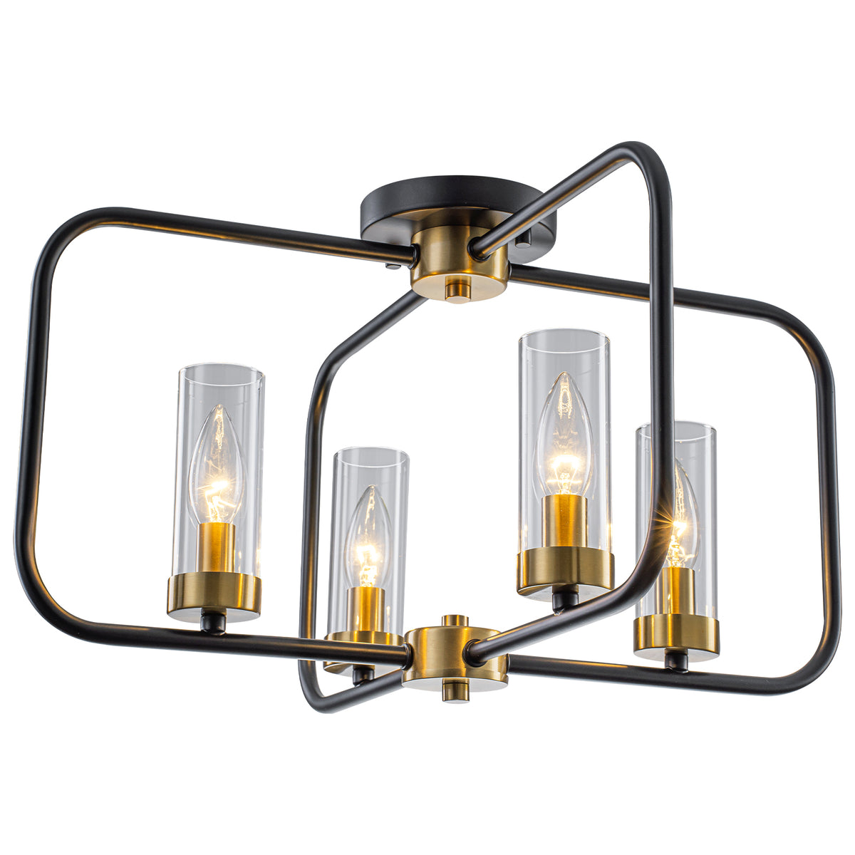 20.28 inch 4 Light Industrial Black Cross Metal Frame Flush Mount Ceiling Light with Clear Glass Tubes Shade - product image 15 | Zenvolit