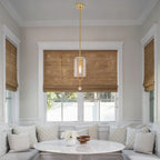 Modern Brushed Gold Pendant Light Cylinder Glass Shade Kitchen Island - product image 2 | Zenvolit