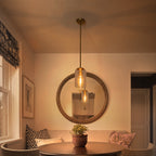 Modern Brushed Gold Pendant Light Cylinder Glass Shade Kitchen Island - product image 3 | Zenvolit