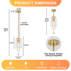 Modern Brushed Gold Pendant Light Cylinder Glass Shade Kitchen Island - product image 7 | Zenvolit