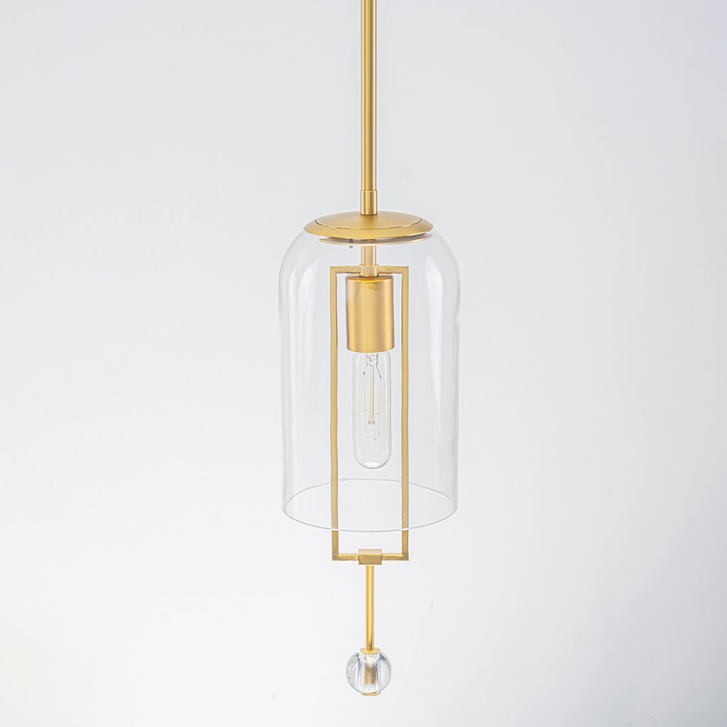 Modern Brushed Gold Pendant Light Cylinder Glass Shade Kitchen Island - product image 9 | Zenvolit
