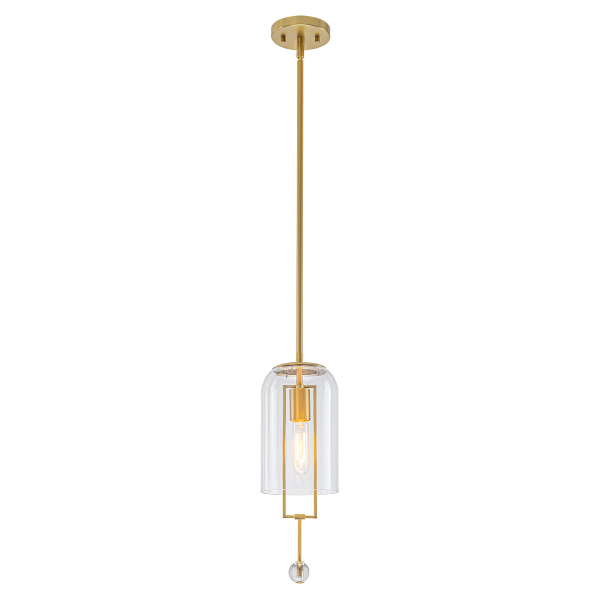 Modern Brushed Gold Pendant Light Cylinder Glass Shade Kitchen Island - product image 13 | Zenvolit