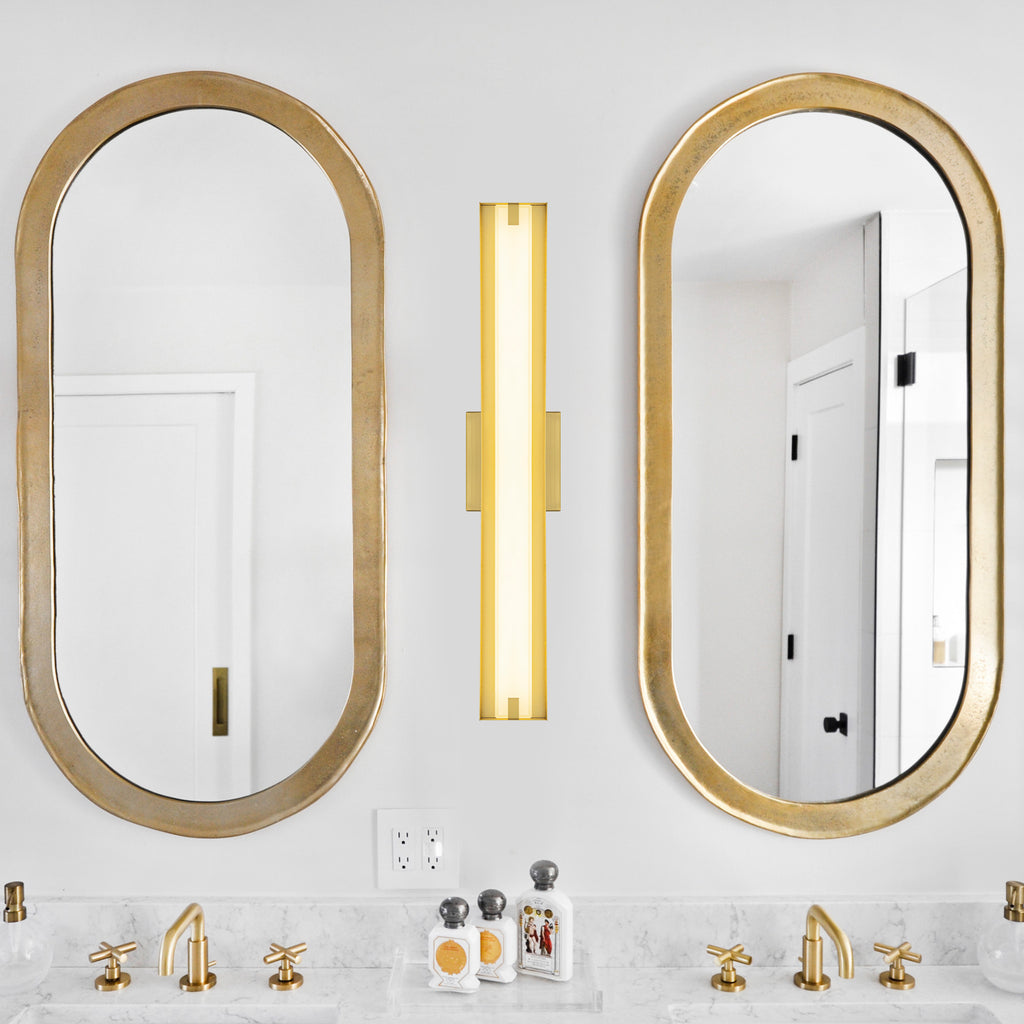 Brushed Gold Rectangular Linear LED Wall Sconce Flush Mount Fixture - product image 10 | Zenvolit