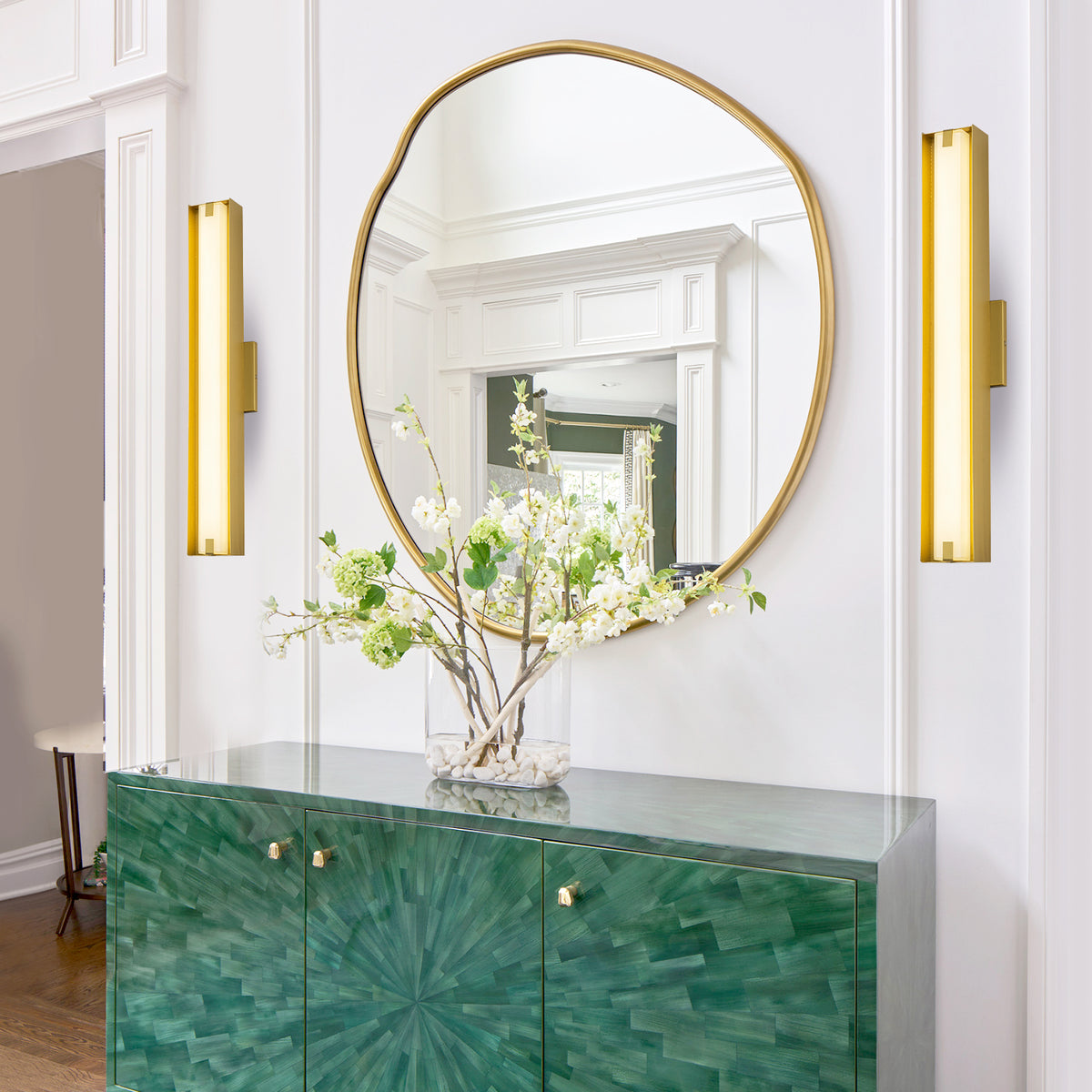 Brushed Gold Rectangular Linear LED Wall Sconce Flush Mount Fixture - product image 11 | Zenvolit