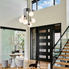 Mid-Century Modern 6-Light Matte Black Chandelier Frosted Glass Globes - product image 5 | Zenvolit