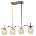 4-Light Linear Pendant Light Glass Shades Dining Kitchen Chandelier - product image 1 | Zenvolit