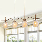 4-Light Linear Pendant Light Glass Shades Dining Kitchen Chandelier - product image 2 | Zenvolit