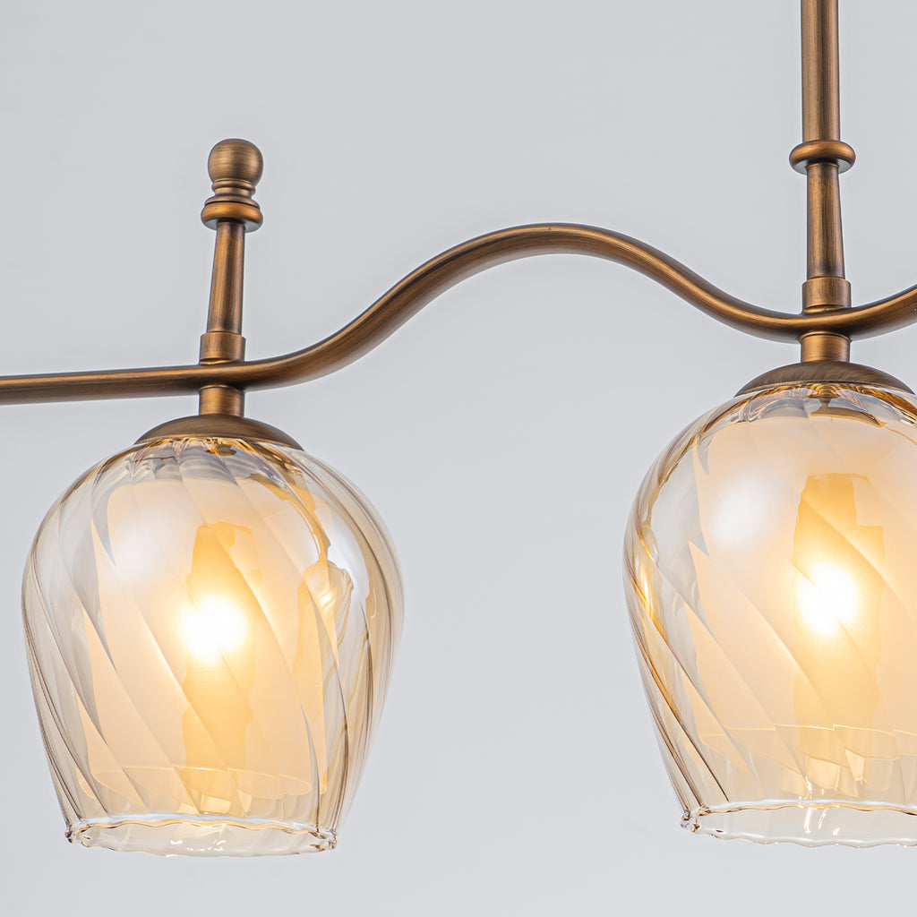 4-Light Linear Pendant Light Glass Shades Dining Kitchen Chandelier - product image 4 | Zenvolit