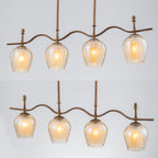 4-Light Linear Pendant Light Glass Shades Dining Kitchen Chandelier - product image 6 | Zenvolit