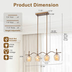 4-Light Linear Pendant Light Glass Shades Dining Kitchen Chandelier - product image 9 | Zenvolit