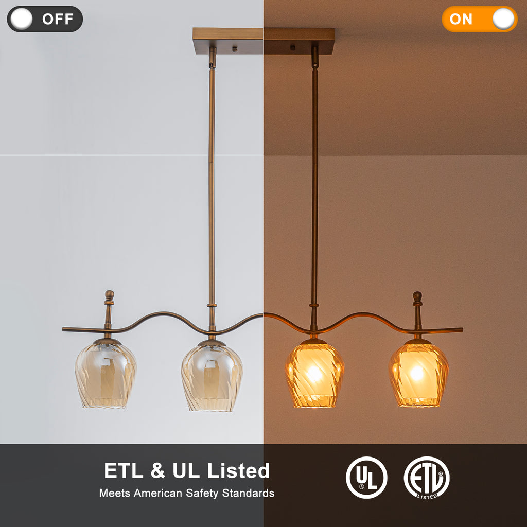 4-Light Linear Pendant Light Glass Shades Dining Kitchen Chandelier - product image 10 | Zenvolit