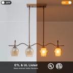 4-Light Linear Pendant Light Glass Shades Dining Kitchen Chandelier - product image 10 | Zenvolit