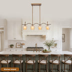 4-Light Linear Pendant Light Glass Shades Dining Kitchen Chandelier - product image 12 | Zenvolit