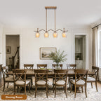 4-Light Linear Pendant Light Glass Shades Dining Kitchen Chandelier - product image 13 | Zenvolit