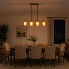 4-Light Linear Pendant Light Glass Shades Dining Kitchen Chandelier - product image 15 | Zenvolit