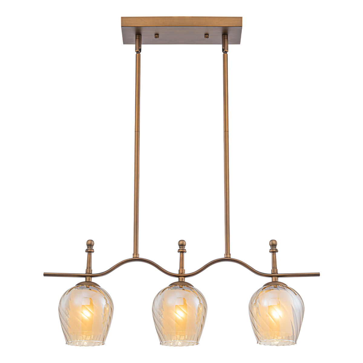 3-Light Linear Pendant Light Glass Shades Dining Kitchen Chandelier - product image 4 | Zenvolit