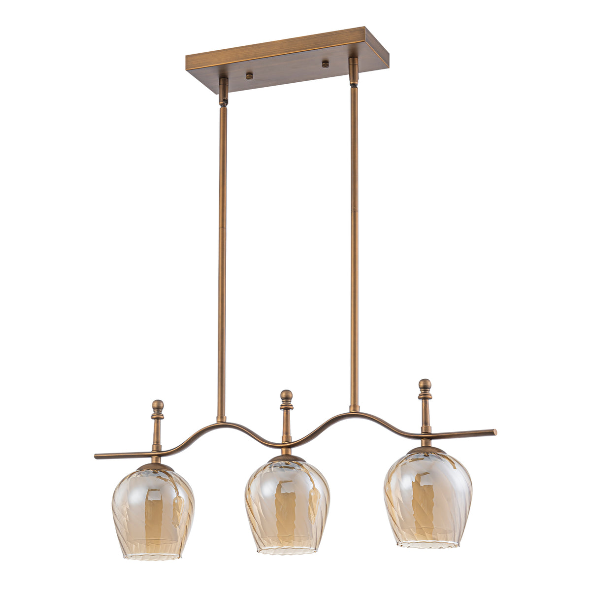 3-Light Linear Pendant Light Glass Shades Dining Kitchen Chandelier - product image 5 | Zenvolit