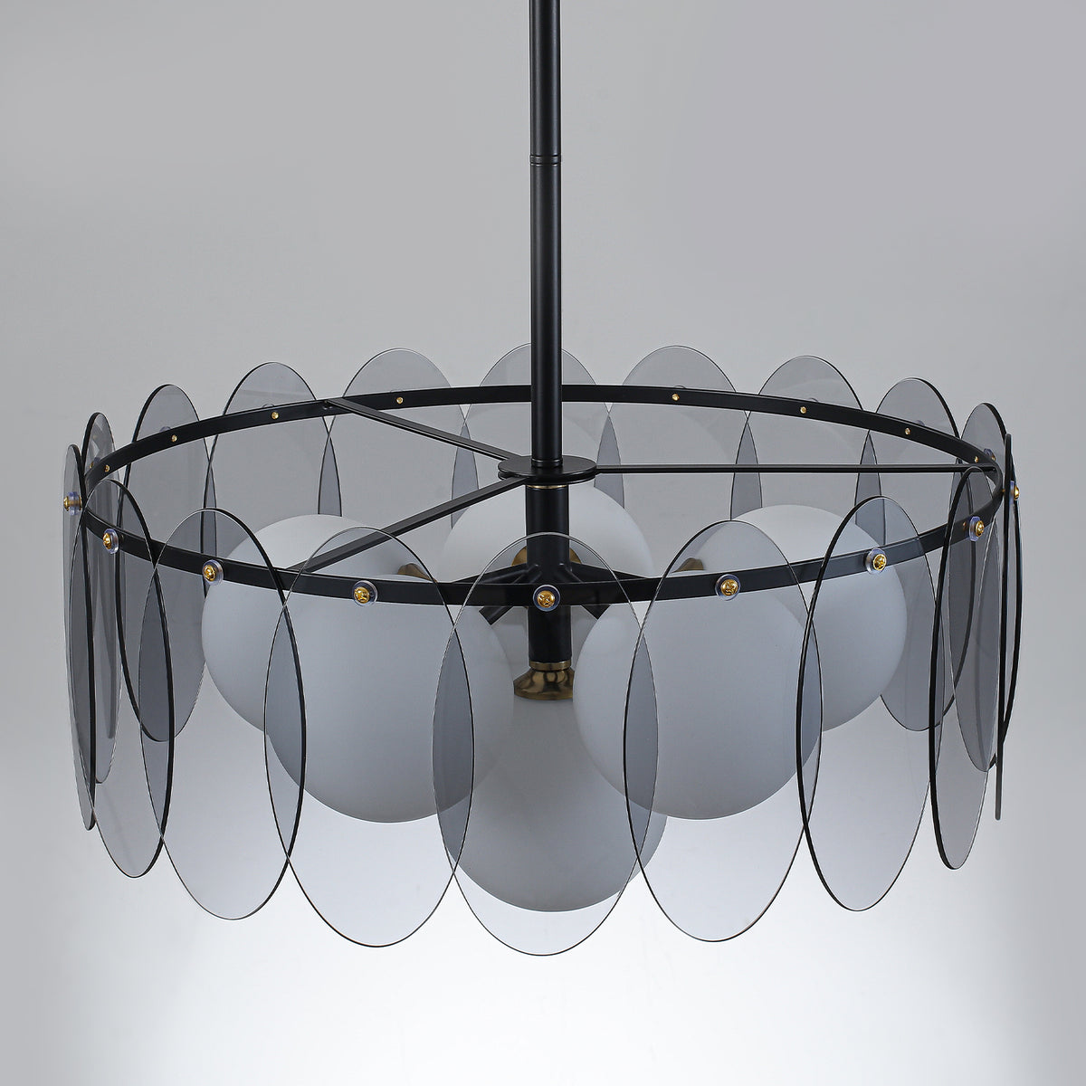 6-Light Modern Drum Semi-Flush Mount Light White Frosted Globe Shades - product image 4 | Zenvolit