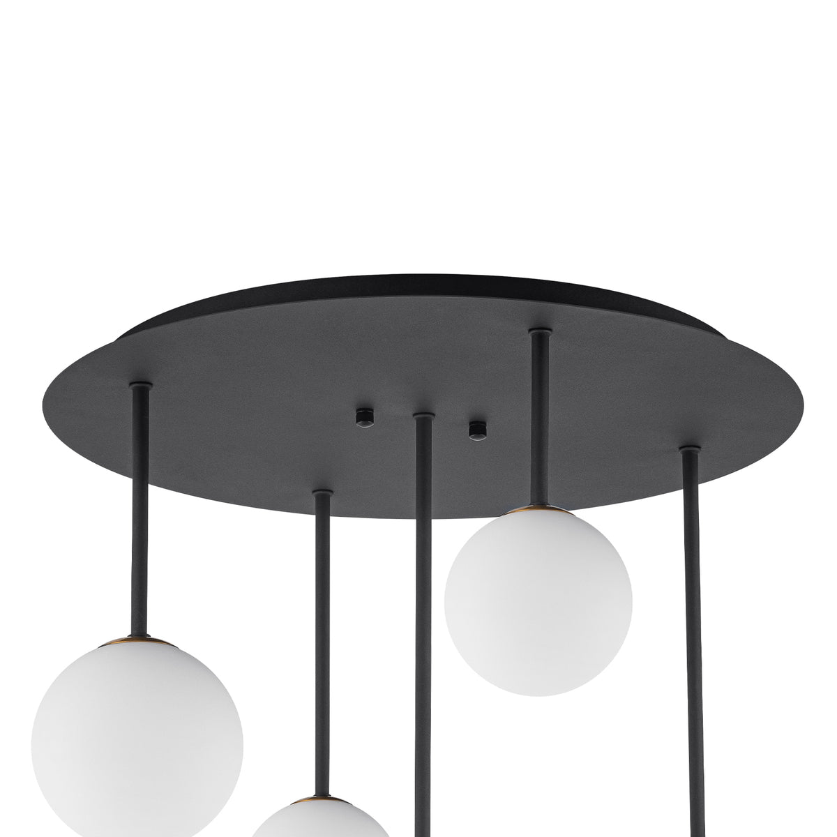5 Light Branch-Style Flush Mount Lighting with Small and Large Milky White Glass Globes - product image 3 | Zenvolit
