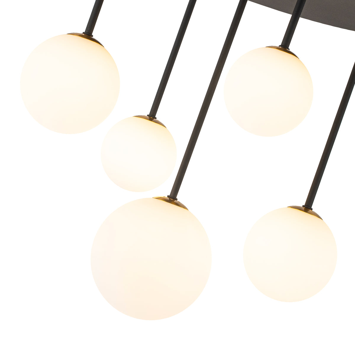 5 Light Branch-Style Flush Mount Lighting with Small and Large Milky White Glass Globes - product image 4 | Zenvolit