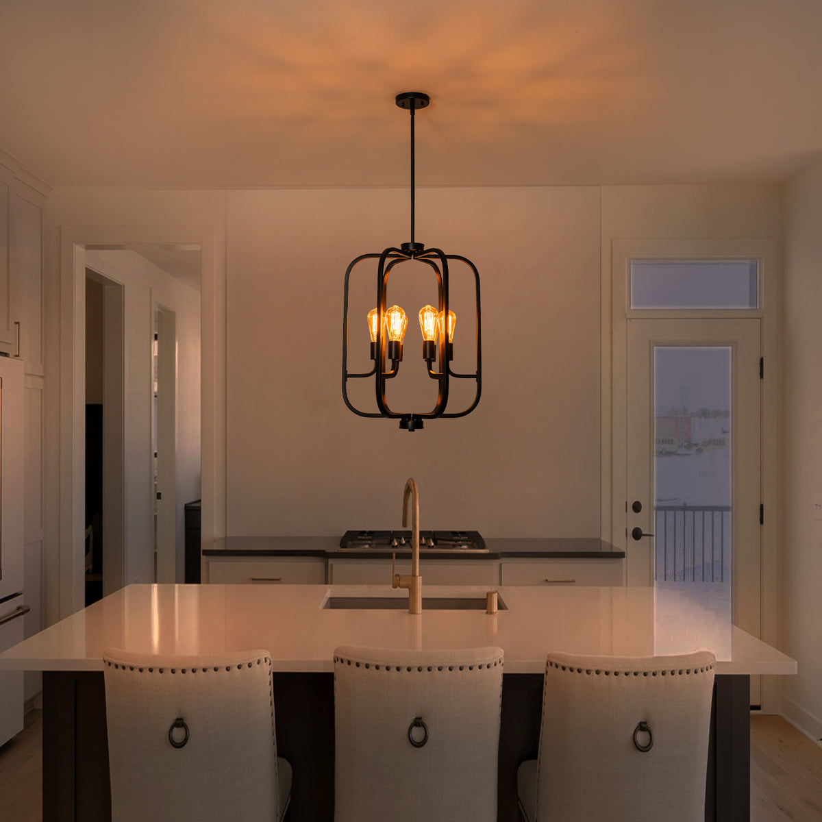 6-Light Industrial Birdcage Chandelier Black Metal Frame Farmhouse - product image 3 | Zenvolit