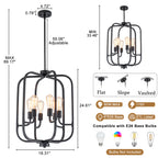 6-Light Industrial Birdcage Chandelier Black Metal Frame Farmhouse - product image 7 | Zenvolit