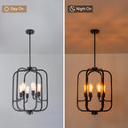 6-Light Industrial Birdcage Chandelier Black Metal Frame Farmhouse - product image 8 | Zenvolit