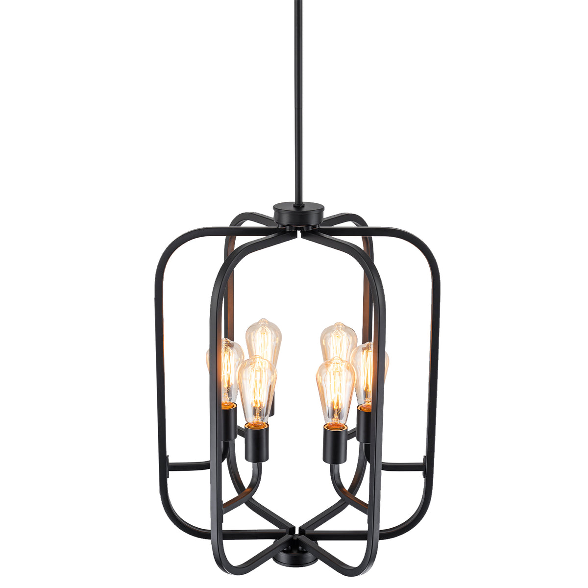 6-Light Industrial Birdcage Chandelier Black Metal Frame Farmhouse - product image 9 | Zenvolit