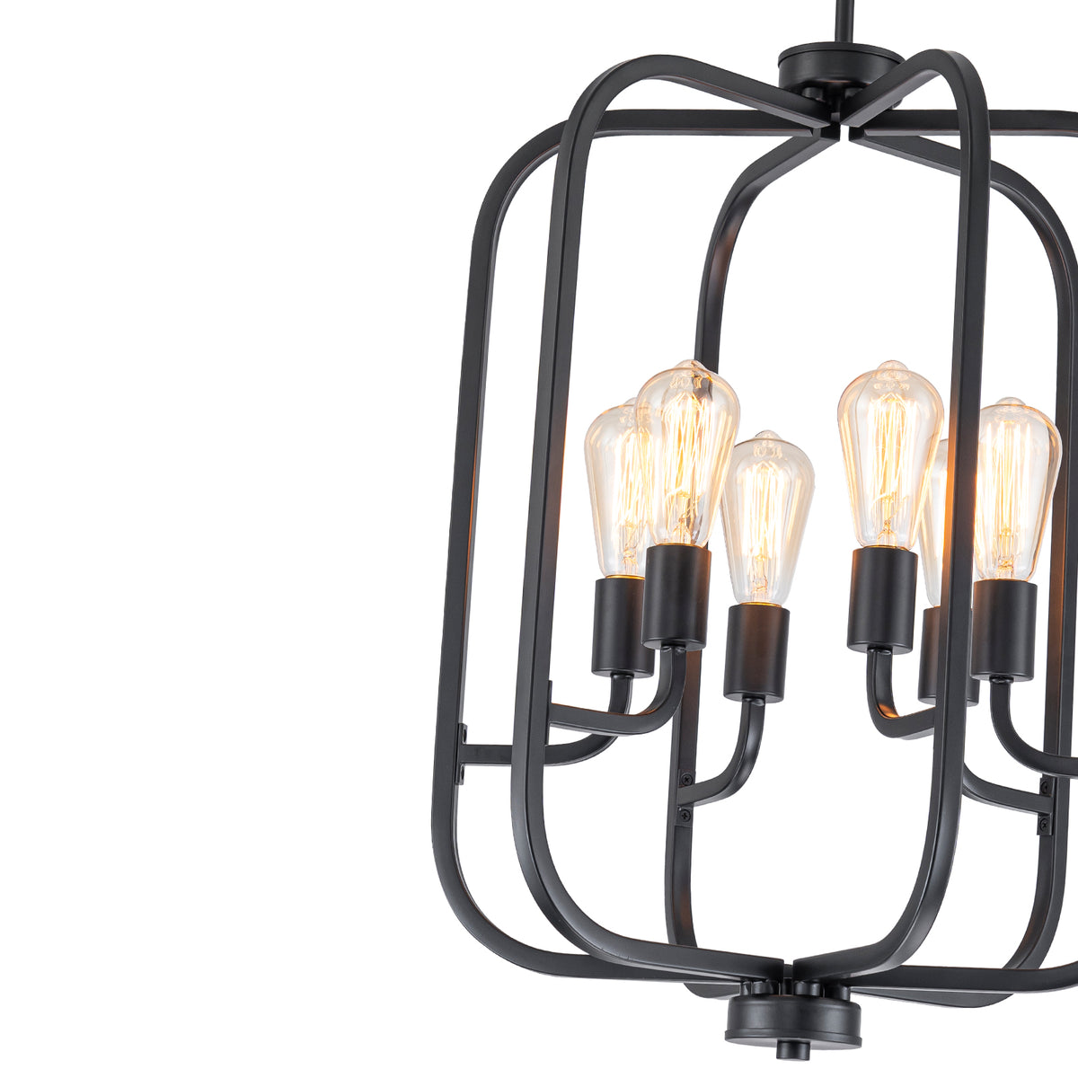 6-Light Industrial Birdcage Chandelier Black Metal Frame Farmhouse - product image 10 | Zenvolit