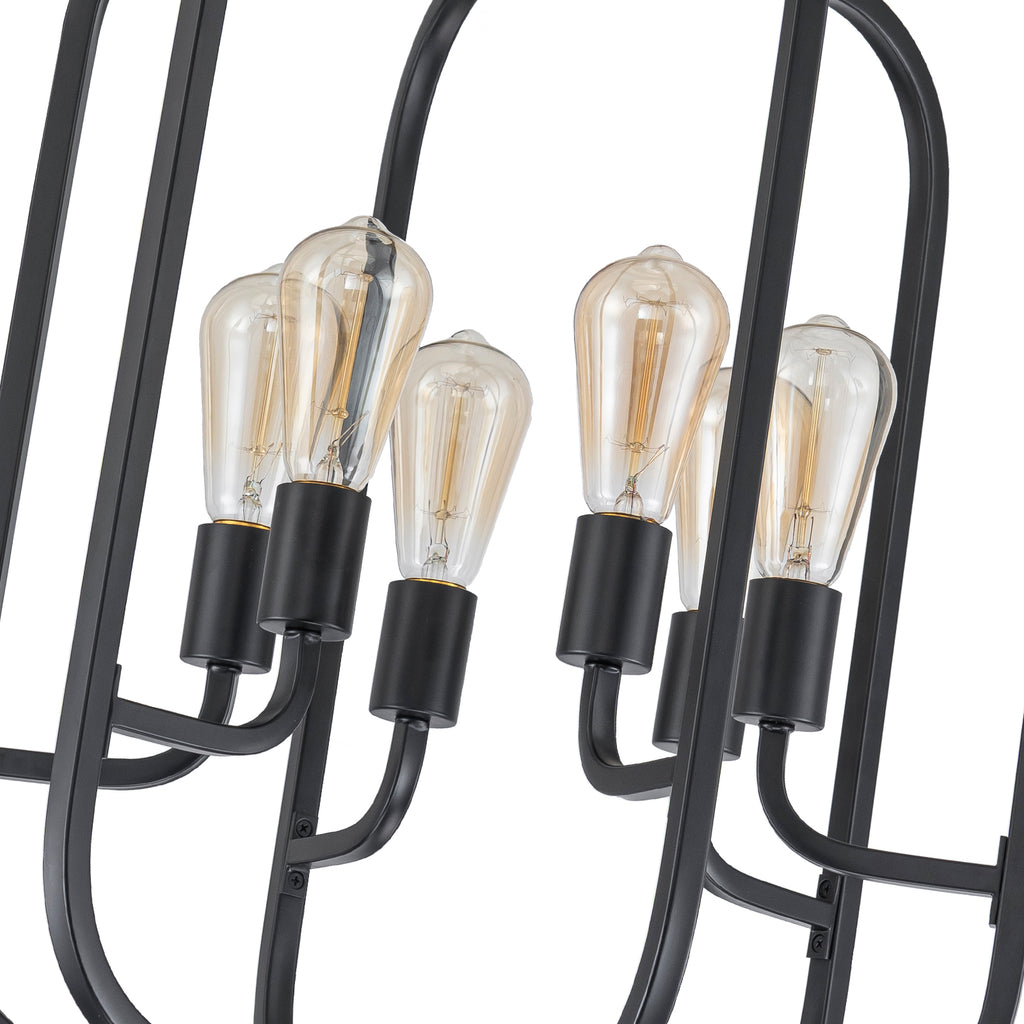 6-Light Industrial Birdcage Chandelier Black Metal Frame Farmhouse - product image 11 | Zenvolit