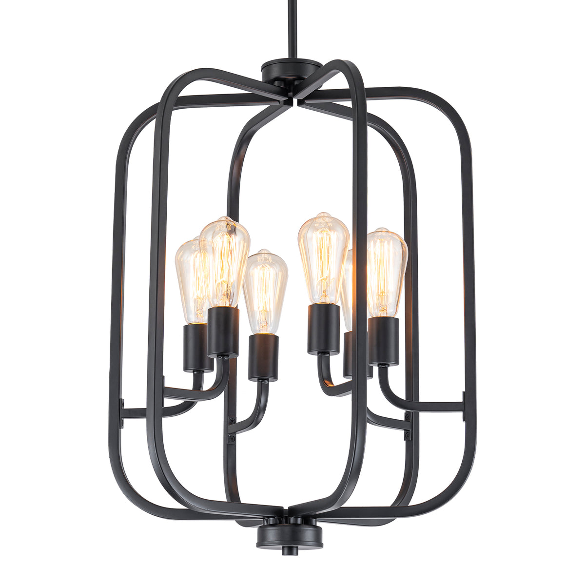 6-Light Industrial Birdcage Chandelier Black Metal Frame Farmhouse - product image 12 | Zenvolit