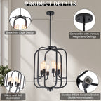 6-Light Industrial Birdcage Chandelier Black Metal Frame Farmhouse - product image 14 | Zenvolit