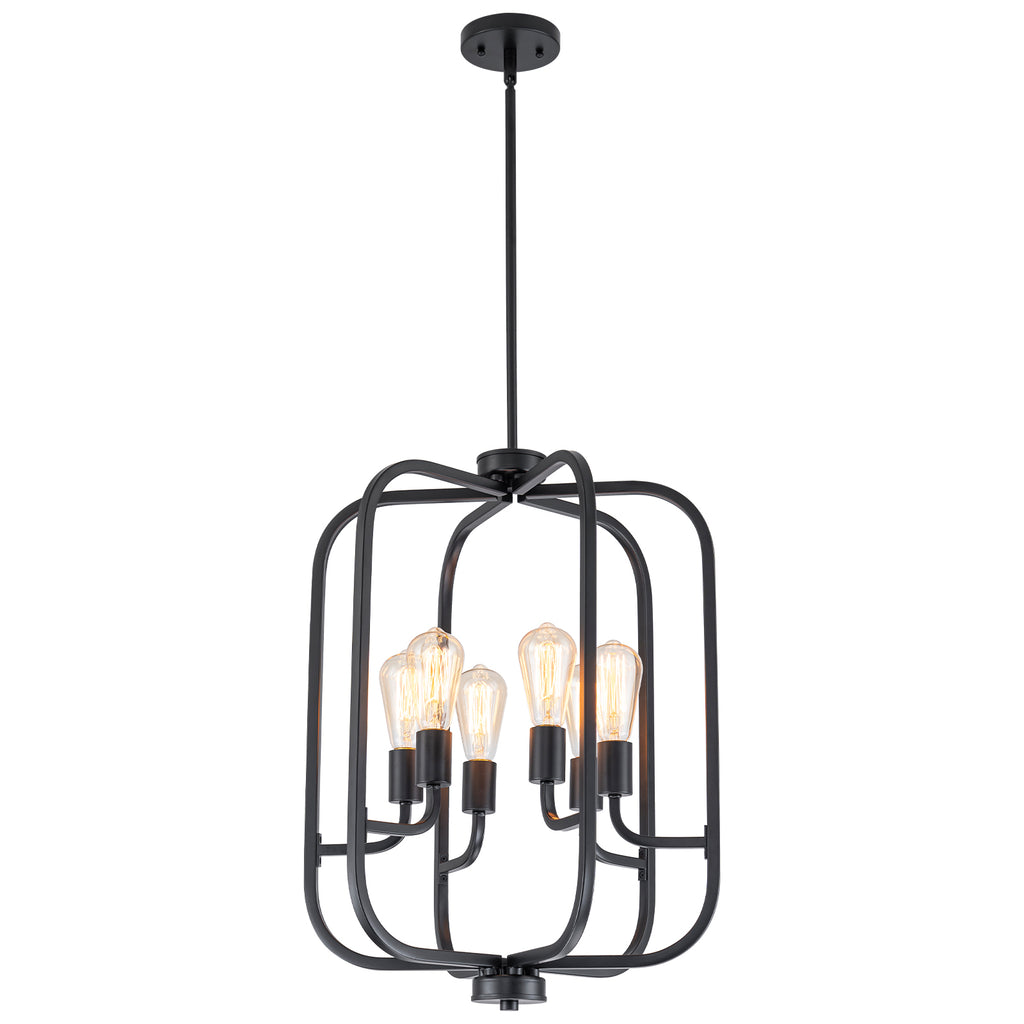 6-Light Industrial Birdcage Chandelier Black Metal Frame Farmhouse - product image 15 | Zenvolit