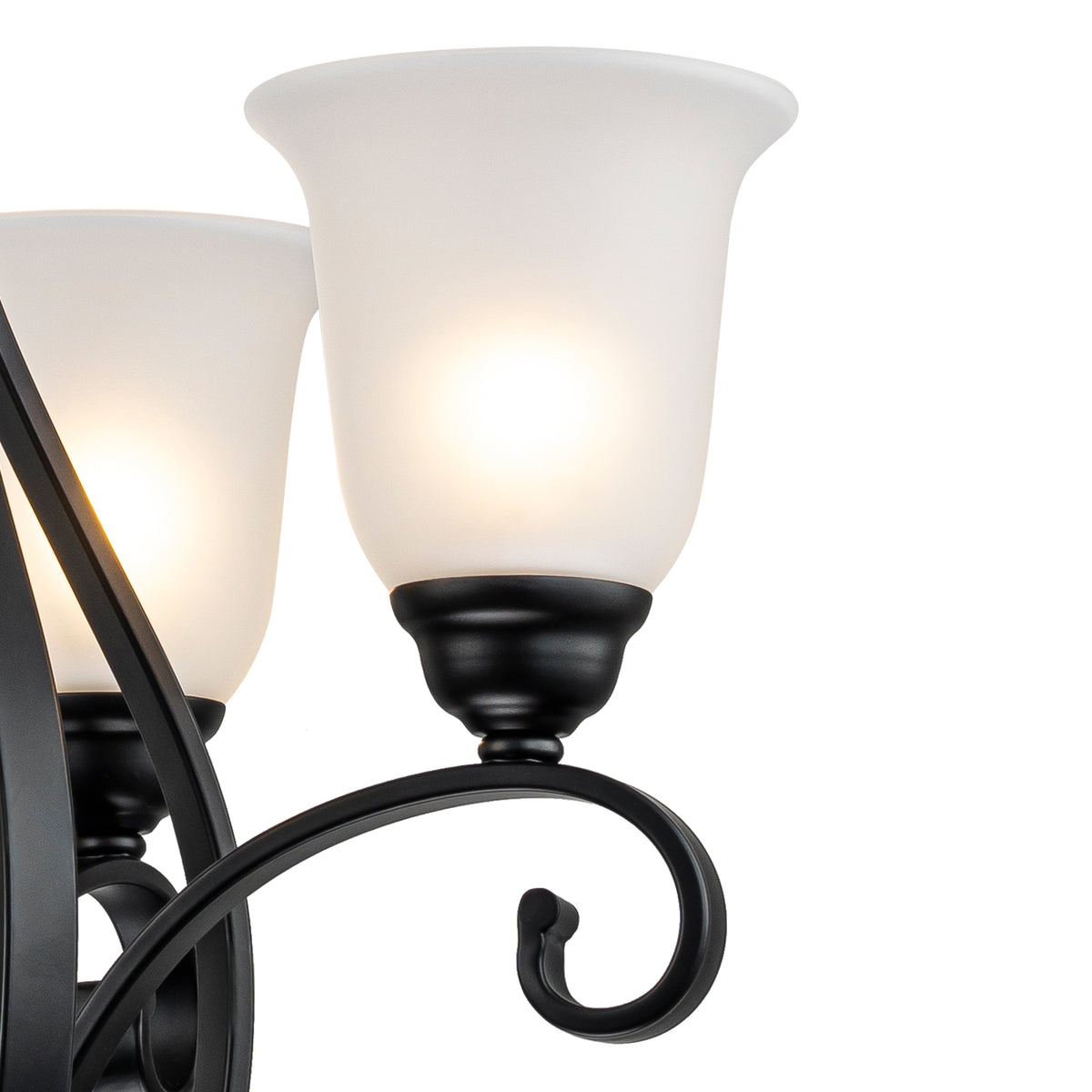 Matte Black 4-Light Candelabra Chandelier with Bell Glass Shades - product image 6 | Zenvolit