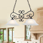 Matte Black 2-Light Linear Chandelier with Bell Glass Shades - product image 1 | Zenvolit